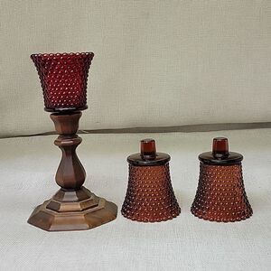 3 VTG Homco Home Int.  3 5/8" Hobnail Glass Votive Holder Wall Sconce Globes